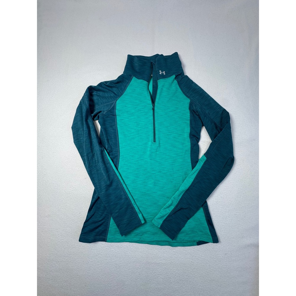 Activewear Under Armour Womens Small ColdGear 1/2 Zip Pullover Teal Space Dye